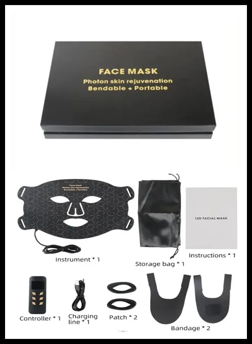 Anti Aging Advanced Photon Portable Professional Soft Mask Silicone 4 Color Flexible Red Infrared Light Therapy Mask Device
