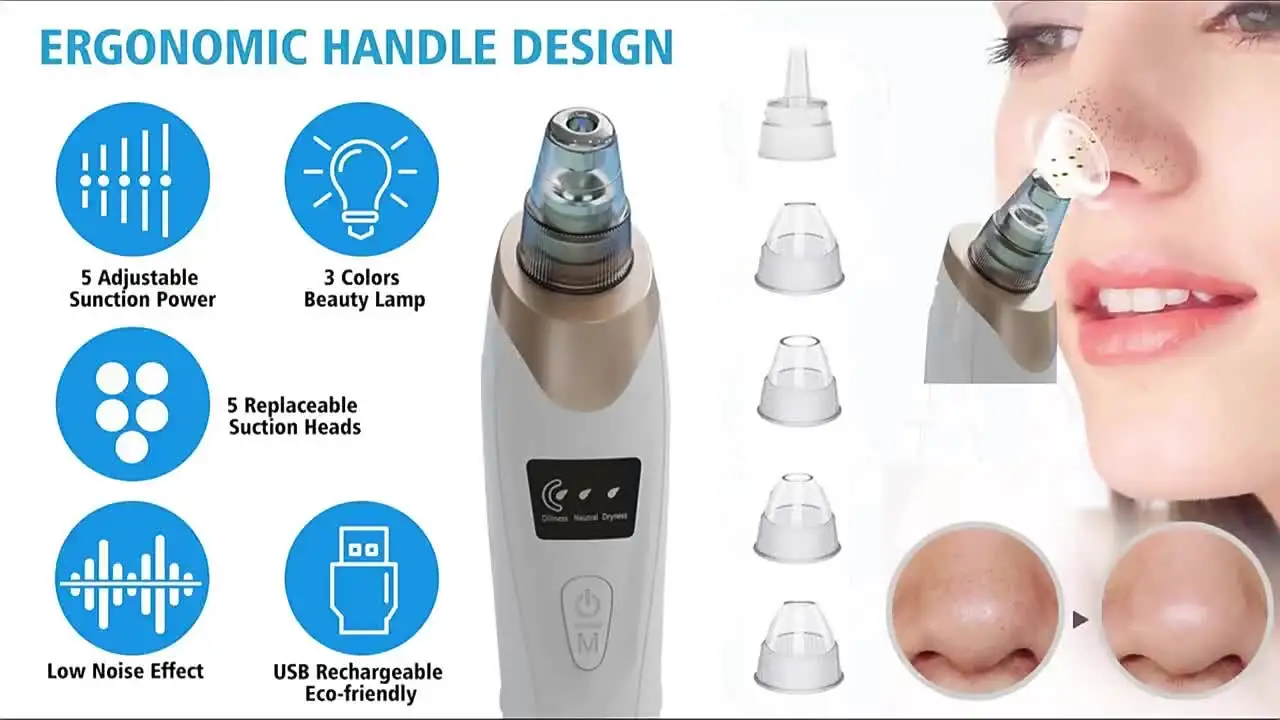 Facial Nose Pore Cleaner Remover Tool Electric Suction Vacuum Blackhead Remover for Blackheads Acne Blemishies Pimples Remove