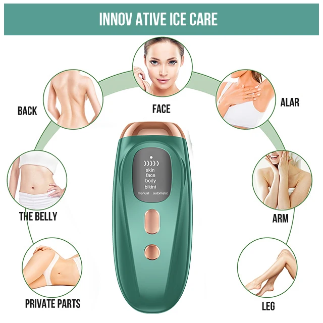 Portable IPL Hair Removal Ice Cooling Permanent IPL Machine Epilator Ice Cooling Painless Body Permanent IPL