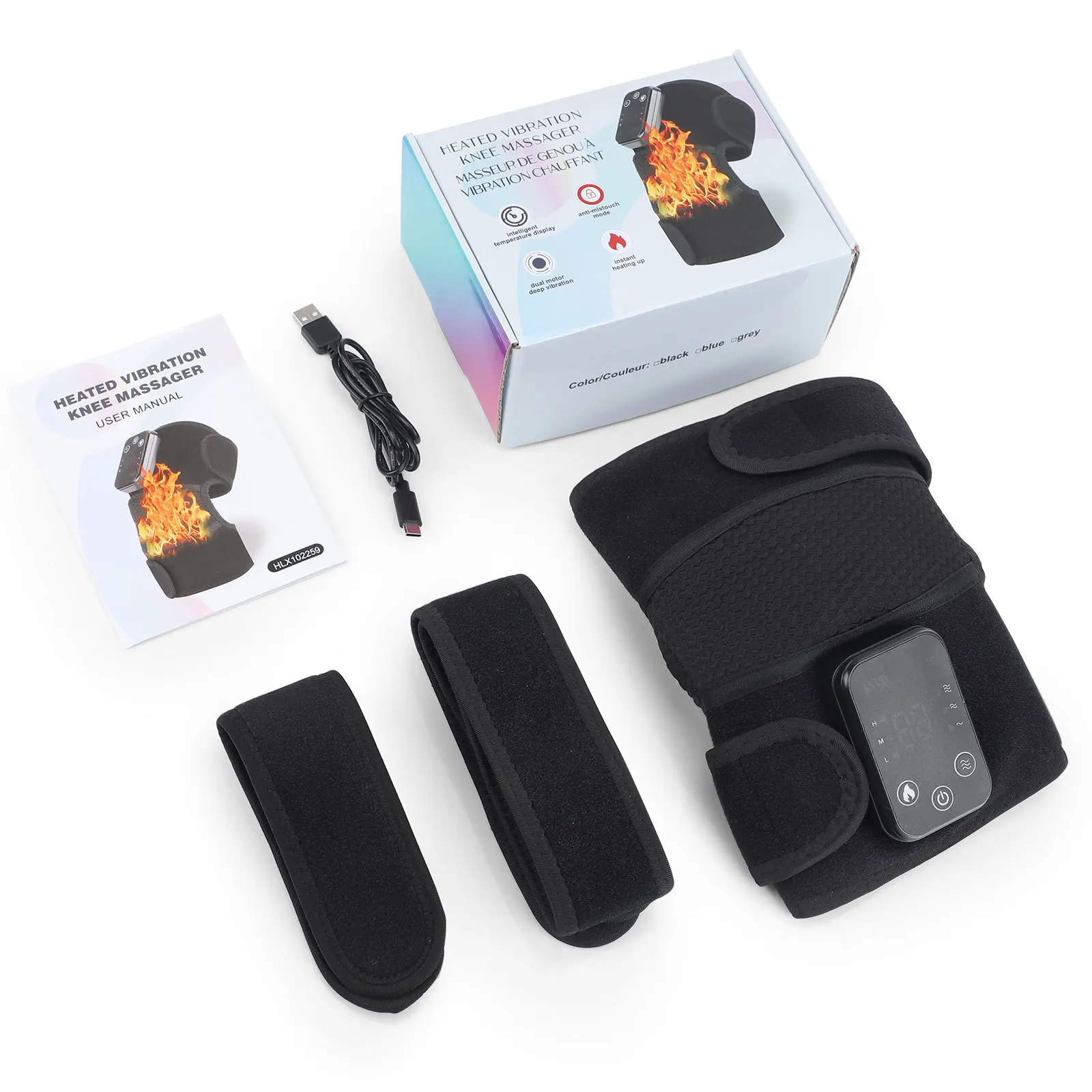 Cordless Hot Compress Knee Pads Shoulder Wrap Pain Relief Electric Heating Vibration Knee Massager