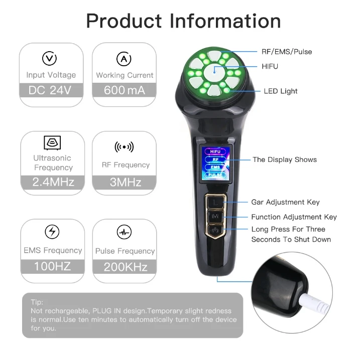 Anti-Aging Skin Care Device RF Microcurrent Face Lift LED Photon Therapy Whitening Skin Tightening Home Use Facial Rejuvenation