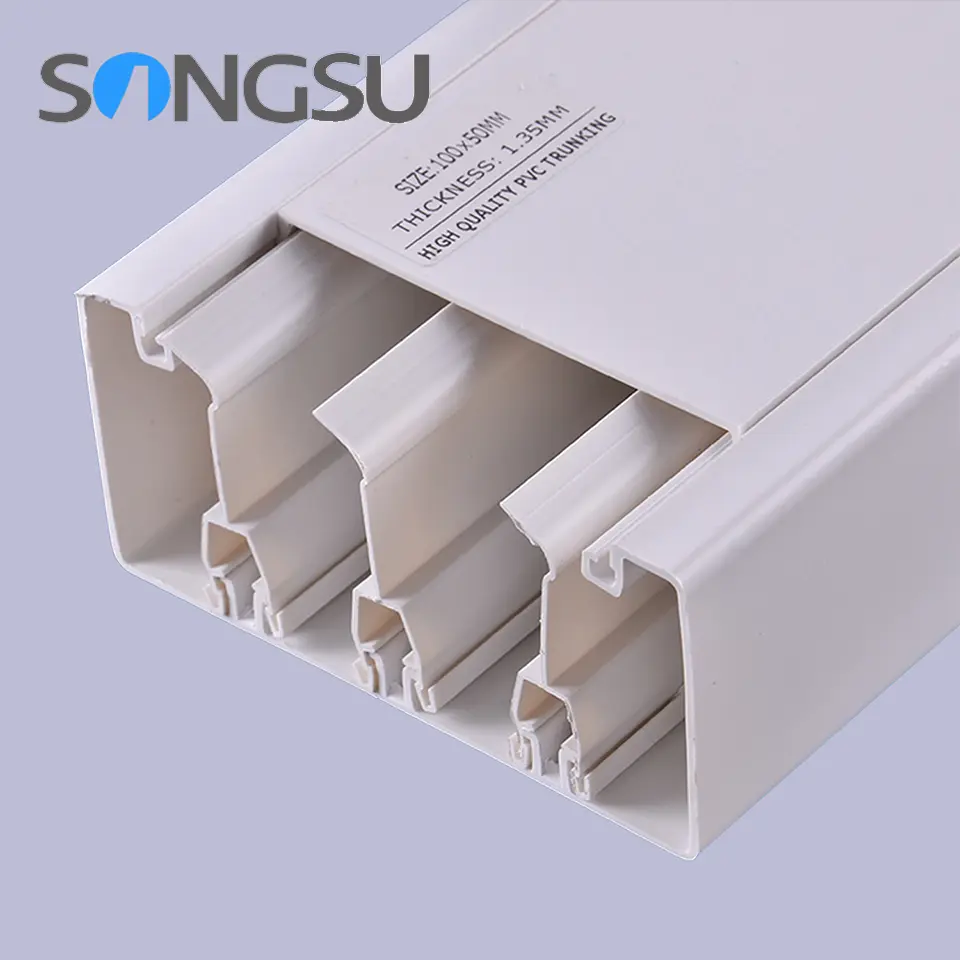 Ce All Sizes PVC Compartment Trunking With 2/3 100X50mm/Solid Compartment Cable Duct