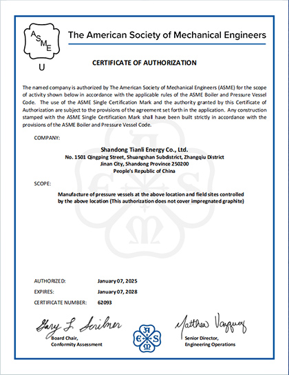 ASME Certificate
