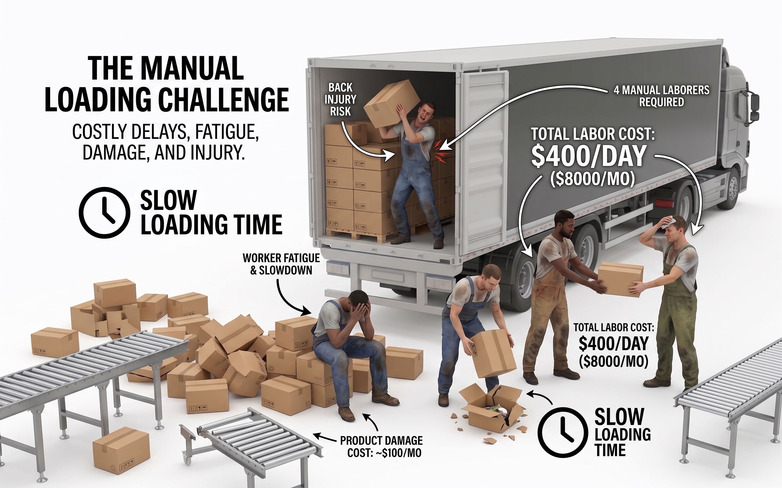 container unloading rollers