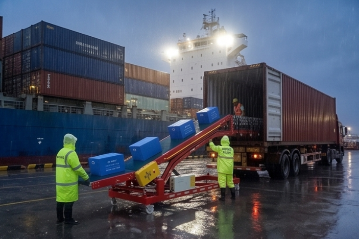 Truck loading conveyor