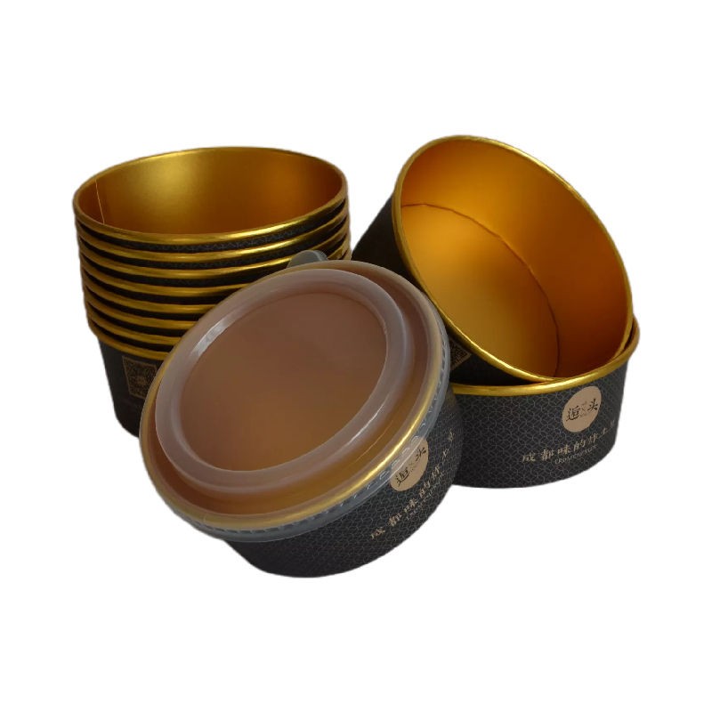 32 Oz Large Aluminum Gold Foil Coated Oil Proof Paper Bowls