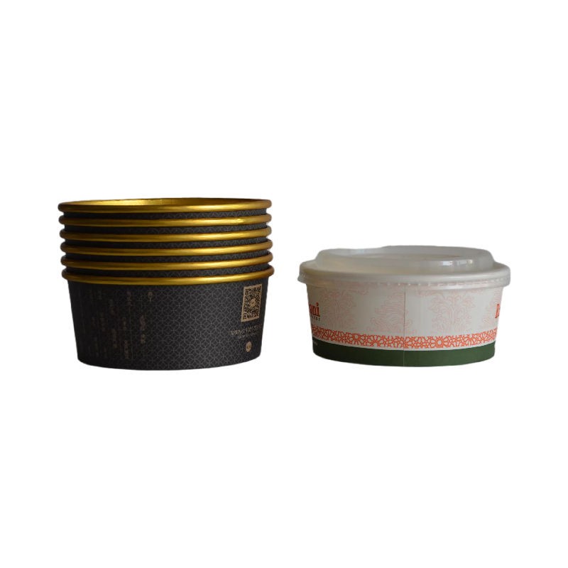 32 Oz Large Aluminum Gold Foil Coated Oil Proof Paper Bowls