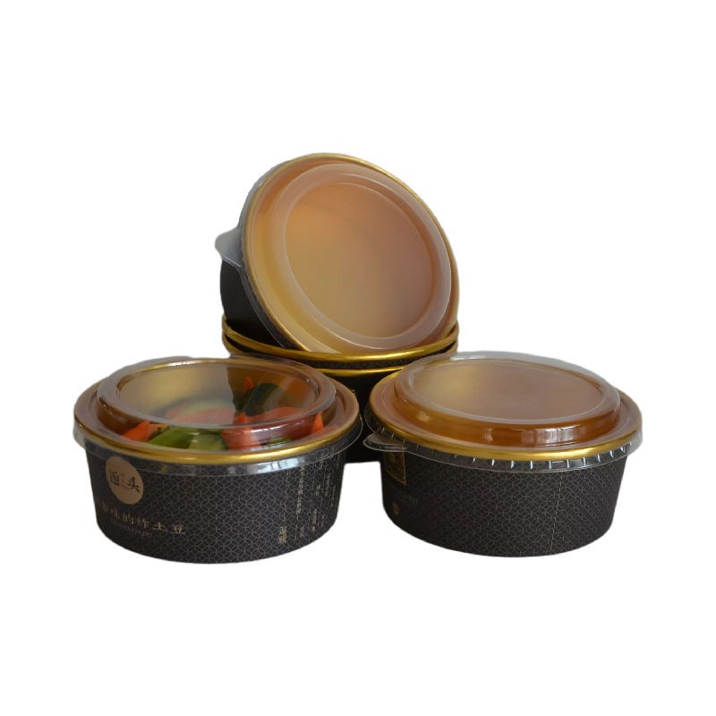 32 Oz Large Aluminum Gold Foil Coated Oil Proof Paper Bowls