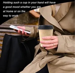 Double Walled Ripple Bamboo Paper Coffee Bio Cup With Lid
