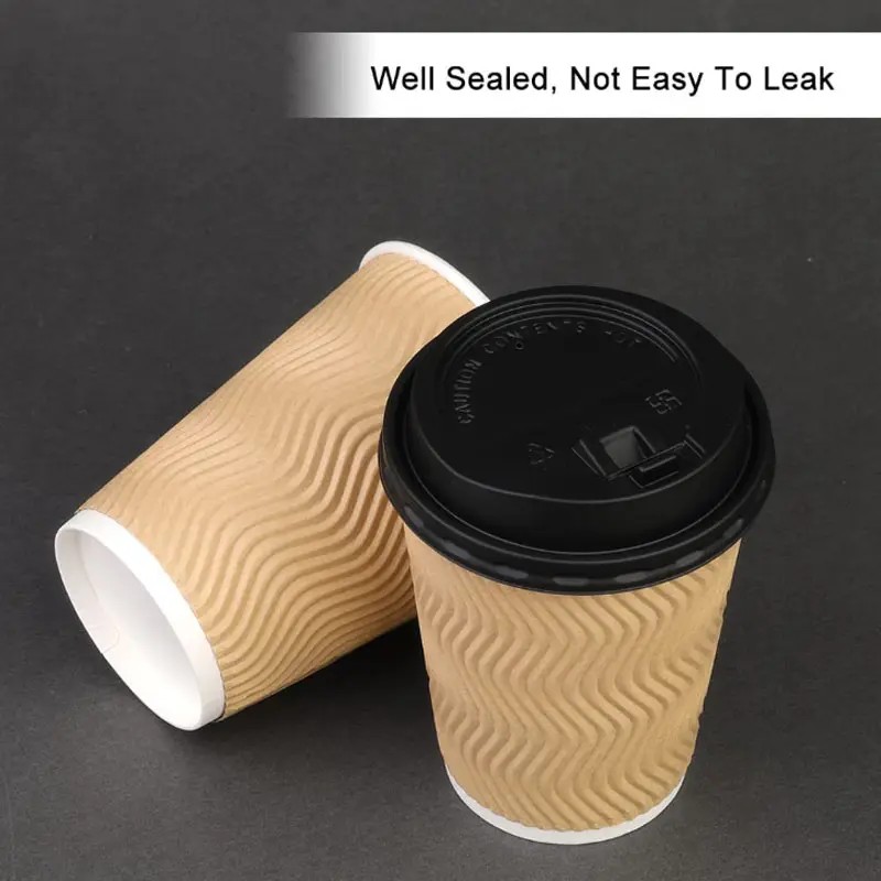 Double Walled Ripple Bamboo Paper Coffee Bio Cup With Lid