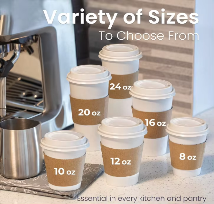 Double Walled Ripple Bamboo Paper Coffee Bio Cup With Lid