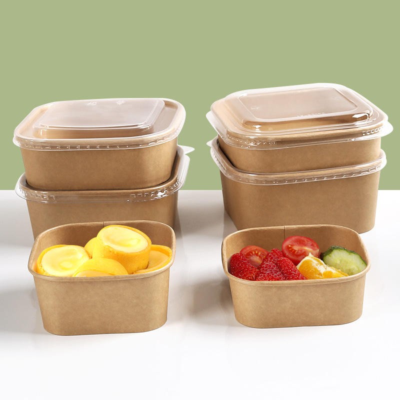 8oz Square Kraft Paper Take Away Salad Bowls