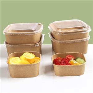 8oz Square Kraft Paper Take Away Salad Bowls