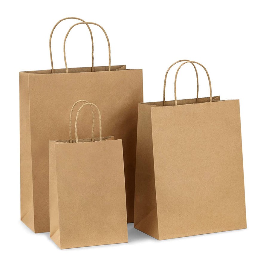Recycled Brown Kraft Paper Gift Bags With Handles