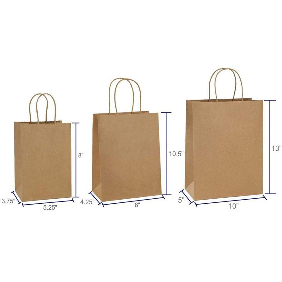 Recycled Brown Kraft Paper Gift Bags With Handles
