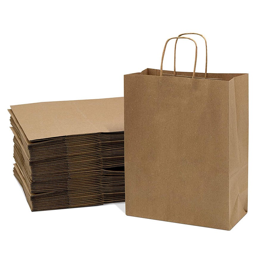 Recycled Brown Kraft Paper Gift Bags With Handles