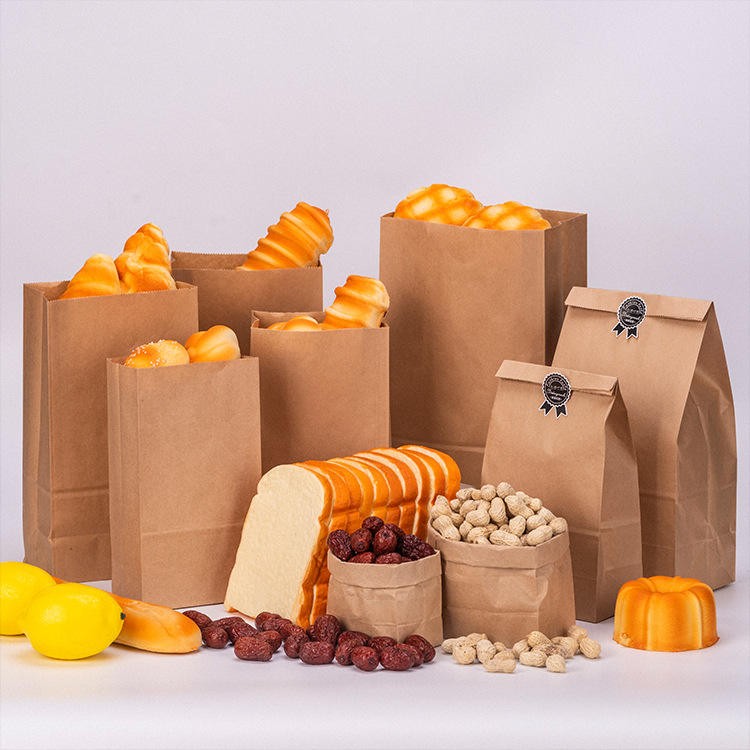 Take Away Packaging Kraft Brown Paper Bag for Bread