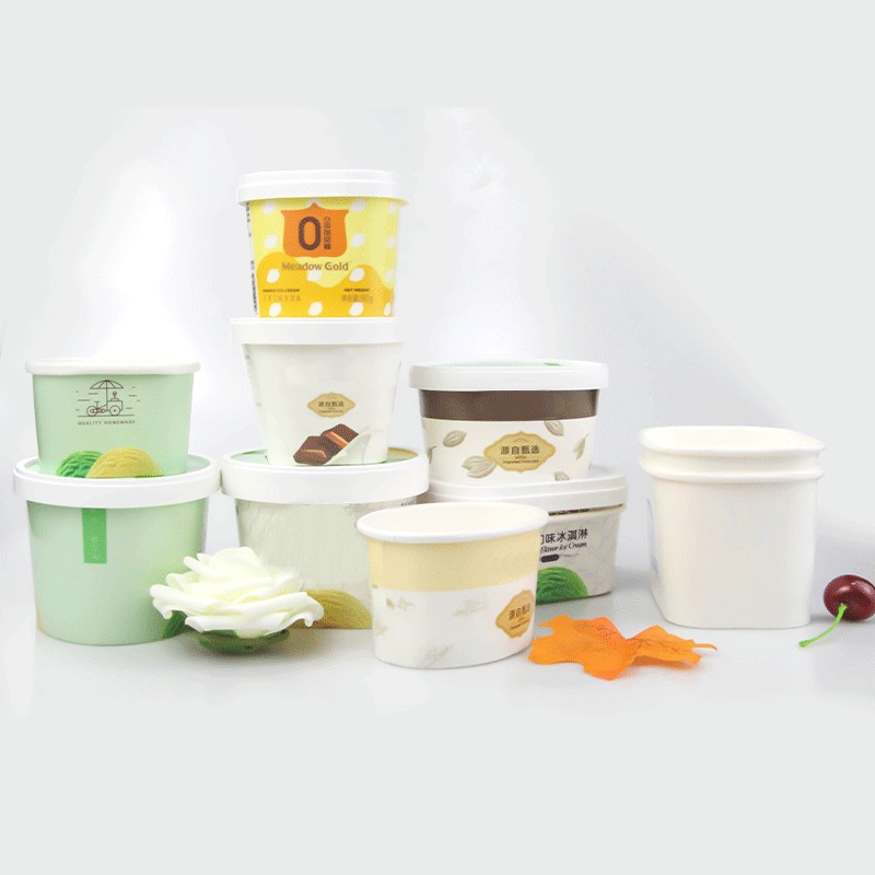 3 4 5 8 Oz Printed Paper Ice Cream Cups with Lids