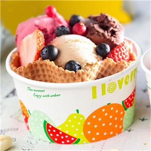 3 4 5 8 Oz Printed Paper Ice Cream Cups with Lids
