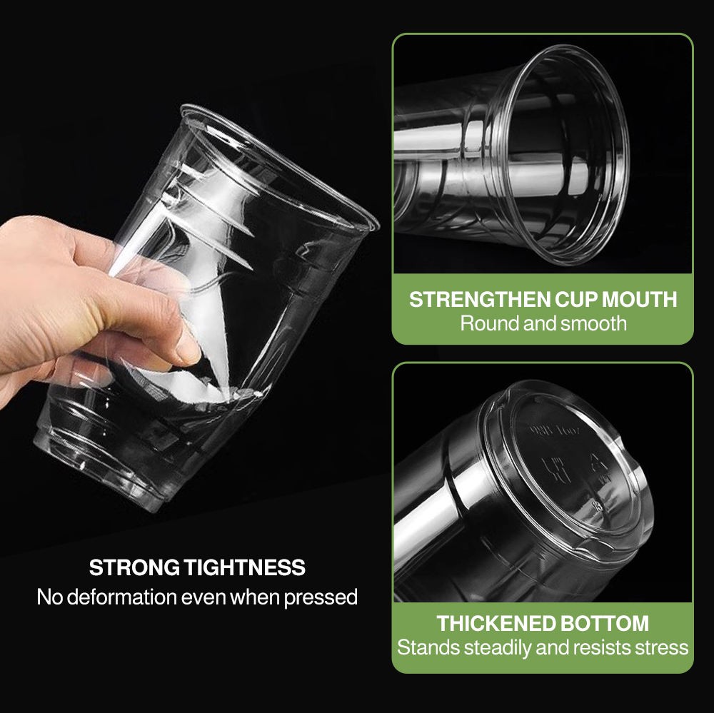 Printed Clear Plastic Pla Cups 95 Caliber Transparent Pla Disposable Clear Coffee Cups