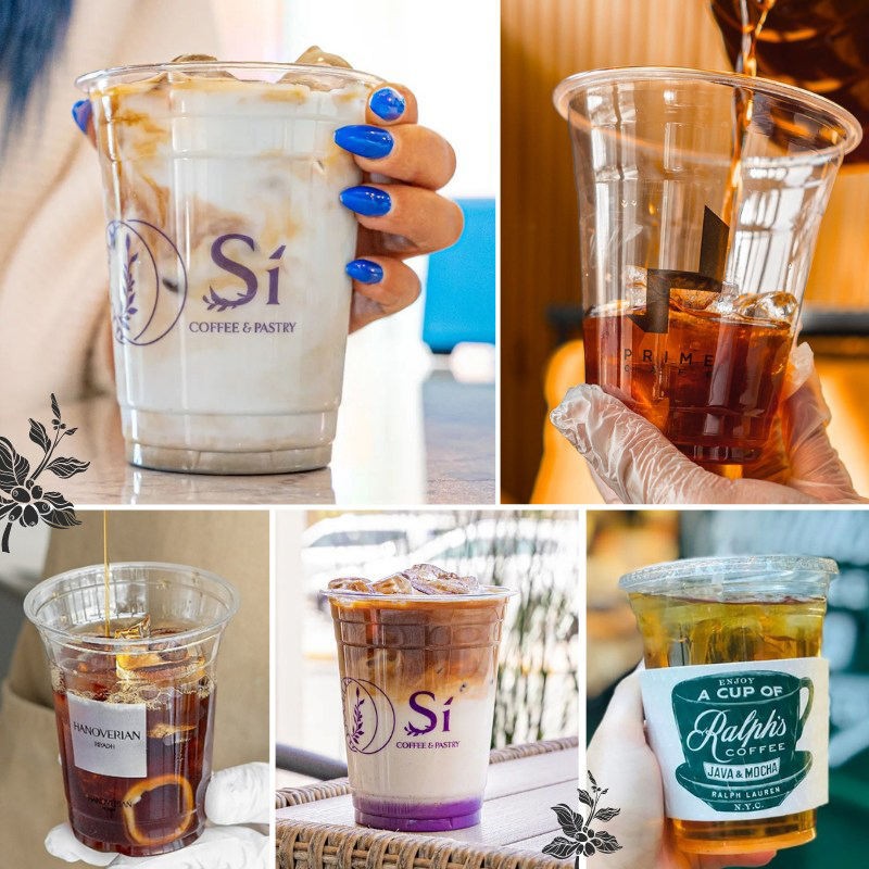 Printed Clear Plastic Pla Cups 95 Caliber Transparent Pla Disposable Clear Coffee Cups