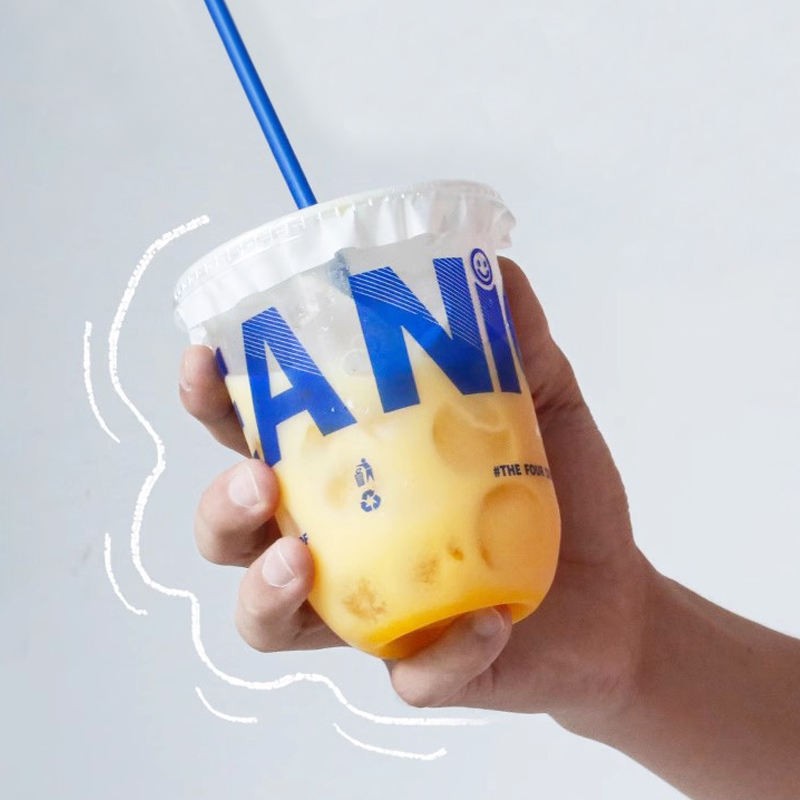 500ml Film Inner pp Cup Custom logo U Shape Disposable Milk Tea Plastic pp Cups