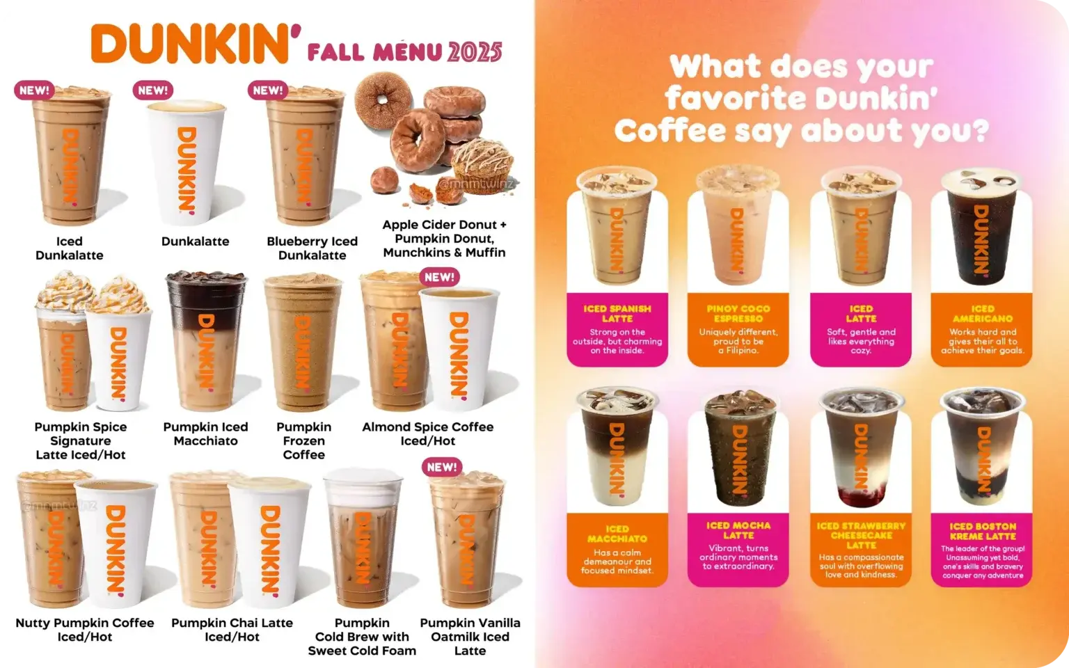 dunkin donuts cup sizes
