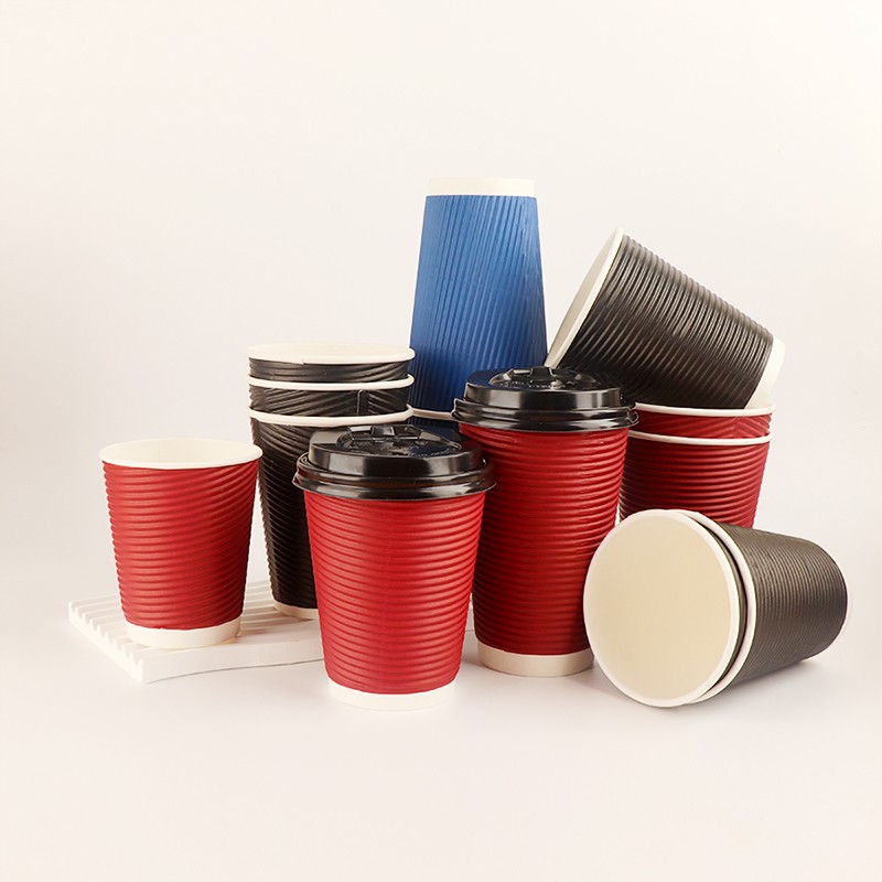 Environmental Custom Printed Insulated 14oz Disposable 400ml etc Ripple Wall Beverage Paper Cup with Lids