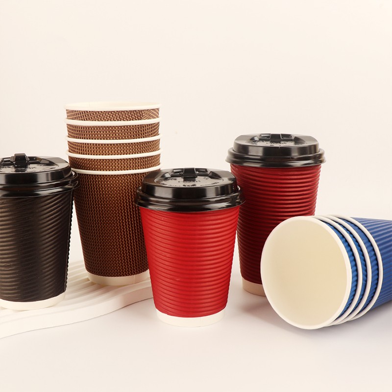 Environmental Custom Printed Insulated 14oz Disposable 400ml etc Ripple Wall Beverage Paper Cup with Lids