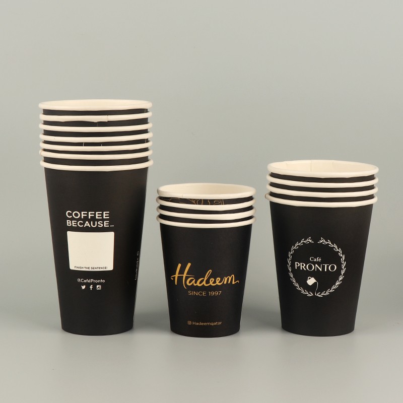 Customized Printed logo Disposable Single Wall Paper Cups 6oz 8oz 12oz etc Takeaway Coffee Cup to Go Hot Coffee Paper Cups with Lids