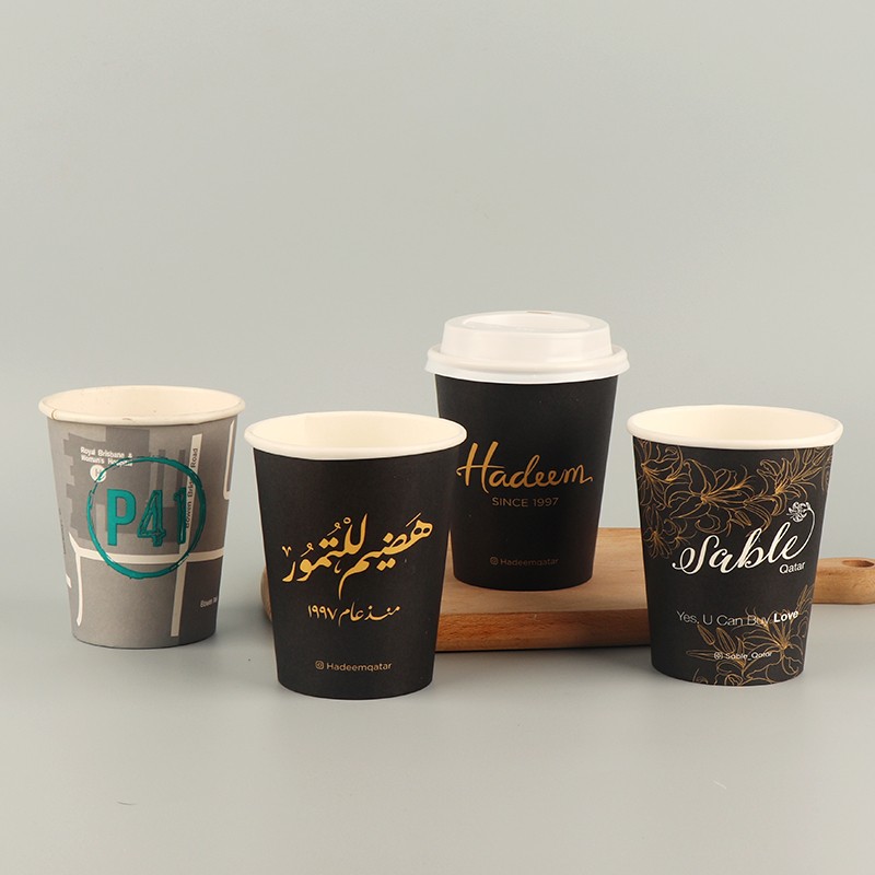 Customized Printed logo Disposable Single Wall Paper Cups 6oz 8oz 12oz etc Takeaway Coffee Cup to Go Hot Coffee Paper Cups with Lids