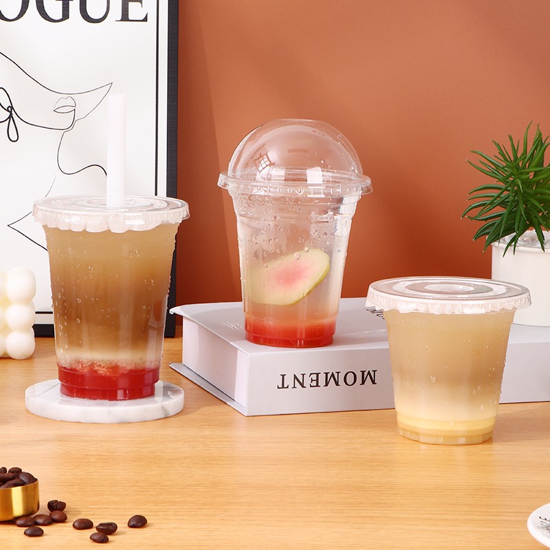 98 12oz 14oz 16oz 18oz 20oz etc Custom Clear Disposable Plastic Cup PET Beverage Cup for Milk Tea Coffee Cold Drinks Milk Tea and Coffee