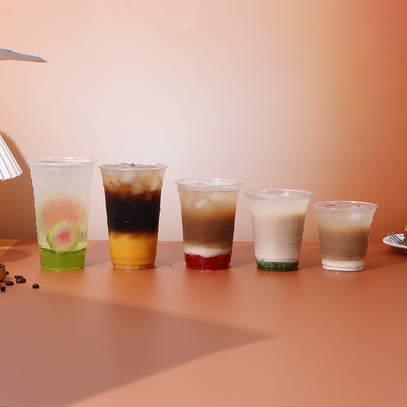 98 12oz 14oz 16oz 18oz 20oz etc Custom Clear Disposable Plastic Cup PET Beverage Cup for Milk Tea Coffee Cold Drinks Milk Tea and Coffee