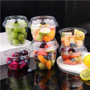 Logo Customized 117 Caliber 100ml PET Cup Food Grade Plastic Box Fruit Salad Bowl With Leak-Proof Lid