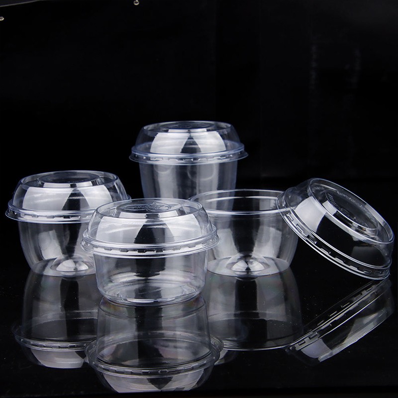 Logo Customized 117 Caliber 100ml PET Cup Food Grade Plastic Box Fruit Salad Bowl With Leak-Proof Lid