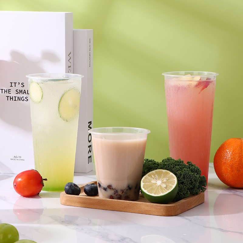 Customizable disposable high transparency plastic cup 90 caliber injection molded transparent/frosted PP plastic cup with lid