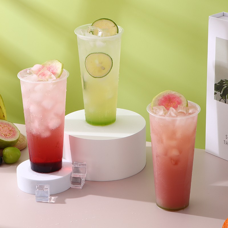 Customizable disposable high transparency plastic cup 90 caliber injection molded transparent/frosted PP plastic cup with lid