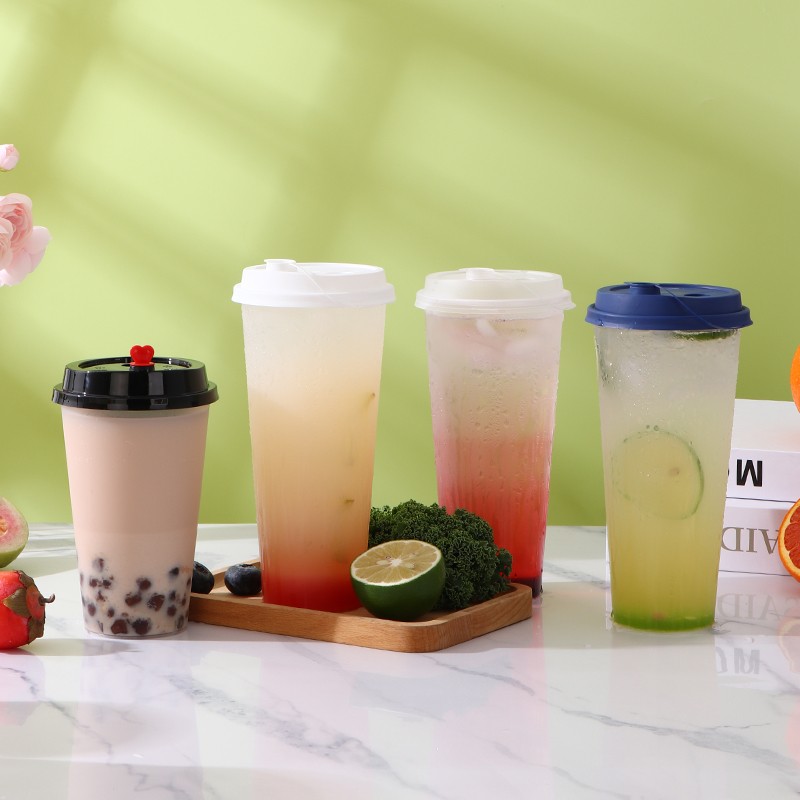 Customizable disposable high transparency plastic cup 90 caliber injection molded transparent/frosted PP plastic cup with lid