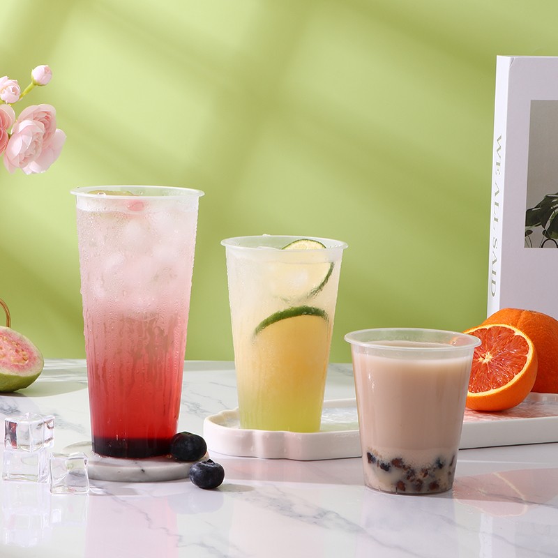 Customizable disposable high transparency plastic cup 90 caliber injection molded transparent/frosted PP plastic cup with lid