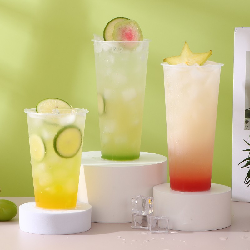 Customized logo 360ml 500ml 700ml frosted disposable thick ice cream PP transparent cream plastic milk tea cup with lid