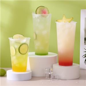 Customized logo 360ml 500ml 700ml frosted disposable thick ice cream PP transparent cream plastic milk tea cup with lid