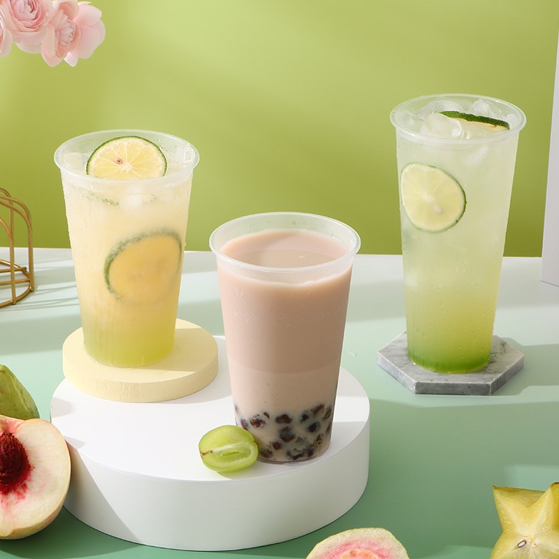 Customized logo 360ml 500ml 700ml frosted disposable thick ice cream PP transparent cream plastic milk tea cup with lid