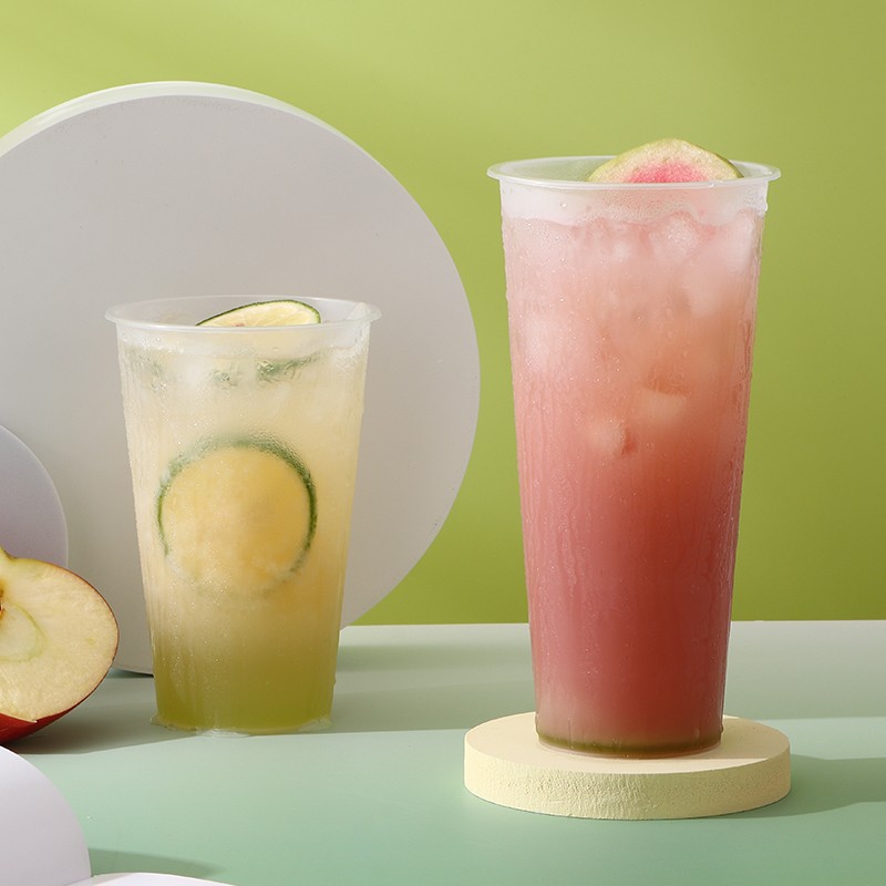 Customized logo 360ml 500ml 700ml frosted disposable thick ice cream PP transparent cream plastic milk tea cup with lid