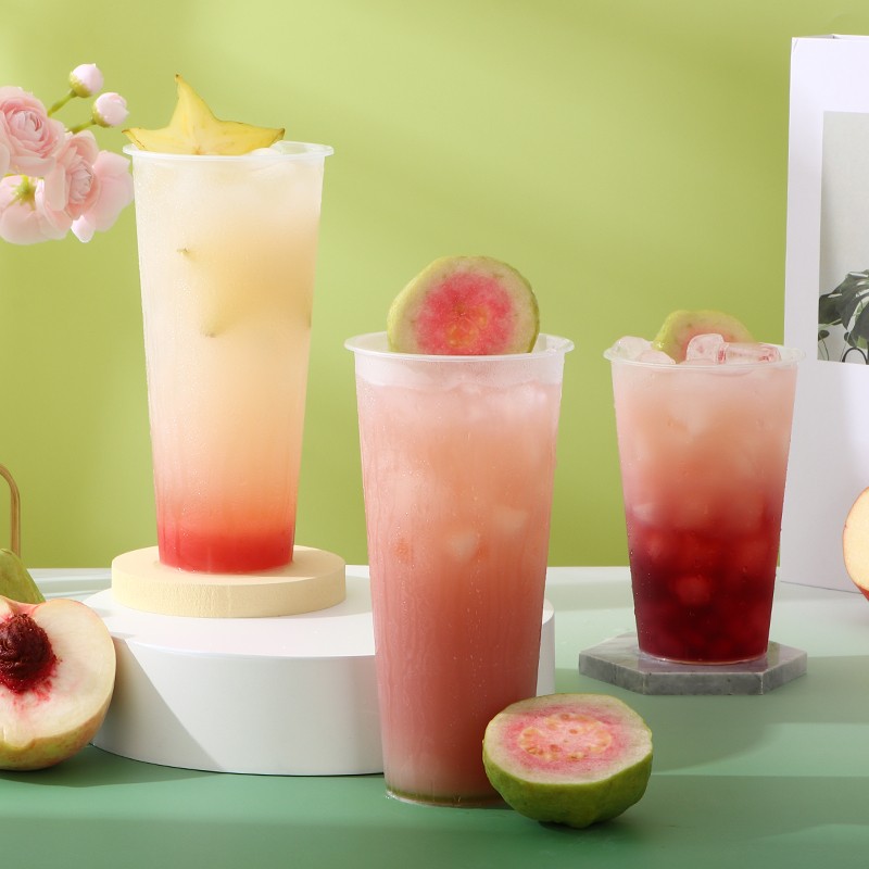 Customized logo 360ml 500ml 700ml frosted disposable thick ice cream PP transparent cream plastic milk tea cup with lid