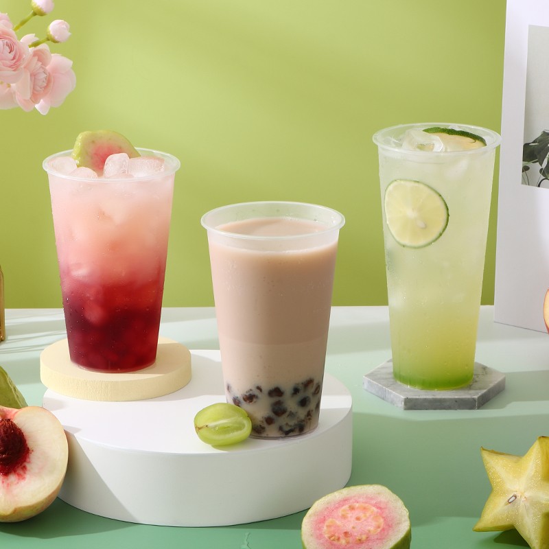 Customized logo 360ml 500ml 700ml frosted disposable thick ice cream PP transparent cream plastic milk tea cup with lid