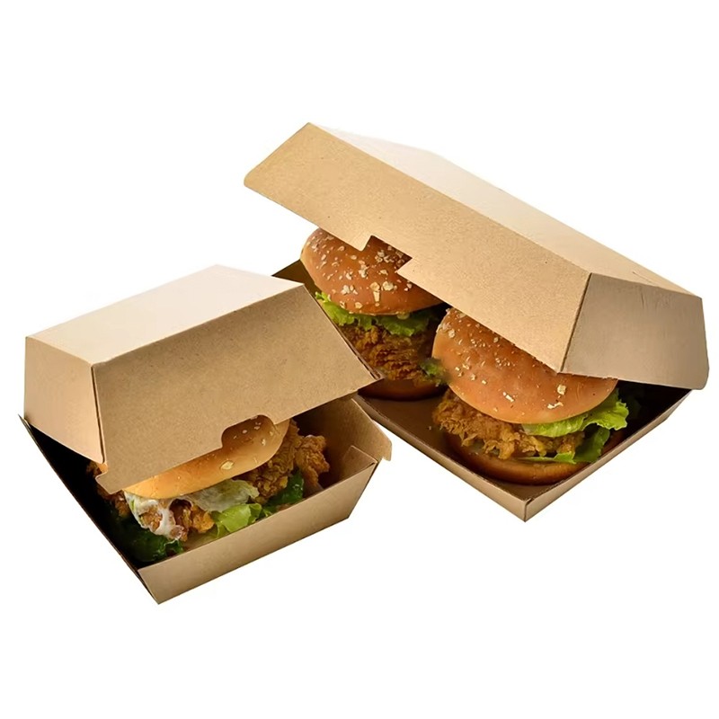 Hamburger Box Custom Disposable Fast Food Packaging Takeout Cardboard Burger Paper Box Chip French Fries Hot Dog Fried Chicken