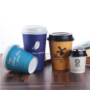 Custom LOGO Cafe Takeaway Cardboard12oz Cup for Hot Drink Single Wall Disposable Paper Coffee Cup With Lid