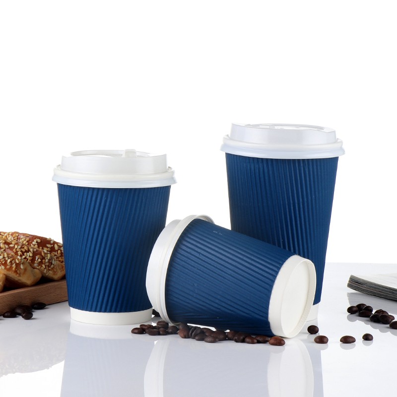 Blue Environmentally Friendly Practical Thickened Heat-insulated Biodegradable Corrugated Paper Cup