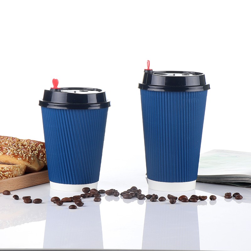 Blue Environmentally Friendly Practical Thickened Heat-insulated Biodegradable Corrugated Paper Cup