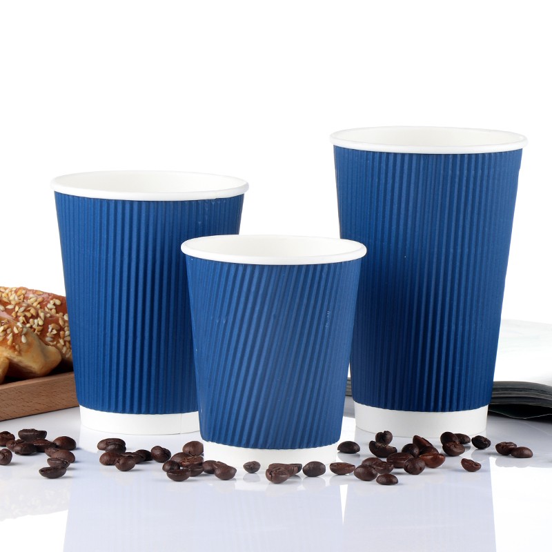 Blue Environmentally Friendly Practical Thickened Heat-insulated Biodegradable Corrugated Paper Cup